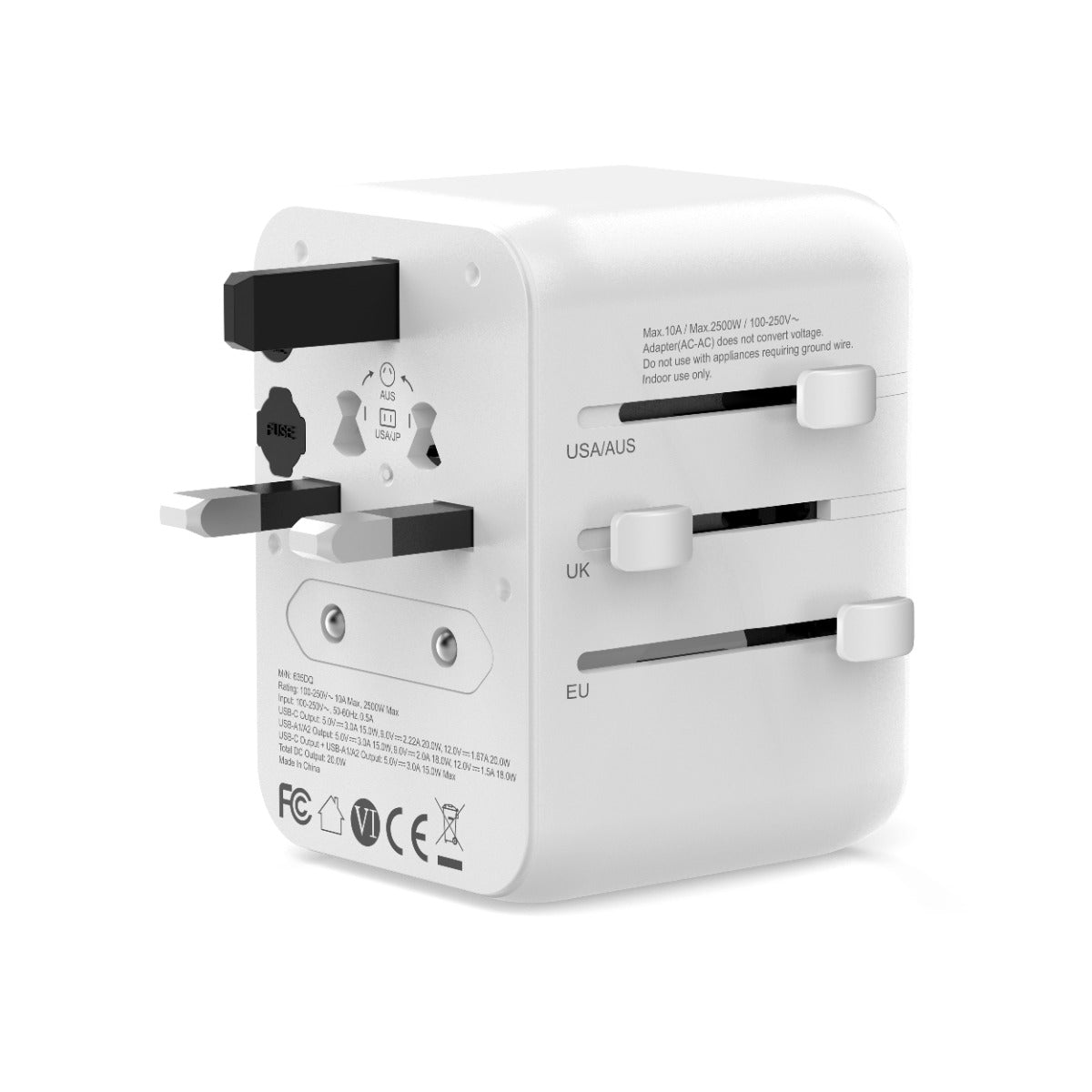 World Wide Travel Adaptor with Dual USB-A & a USB-C Charging Ports World Wide Travel Adaptor with Dual USB-A & a USB-C Charging Ports